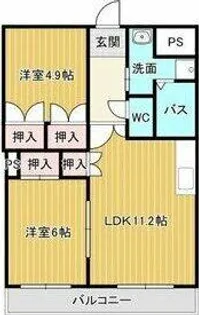 ローズビレッジ【202号室】の間取り