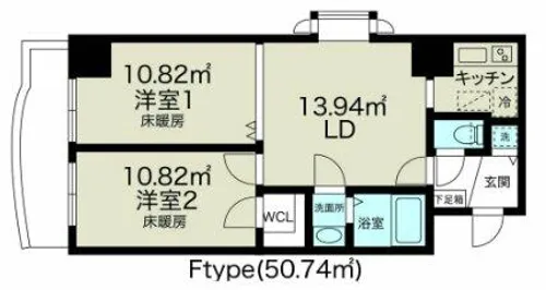 2LDKの間取り画像
