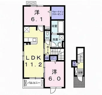 コスモスK【201号室】の間取り