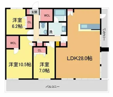 ディークラディア川西【16階】の間取り