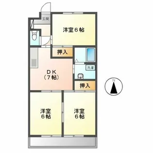 丘マンション【2-B号室】の間取り