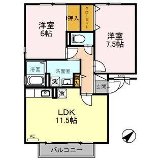 メルベーユ吉兆 B棟【B-201号室】の間取り