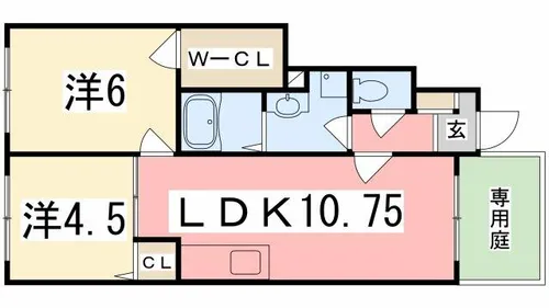 リバーサイドヴィラ西館【102号室】の間取り