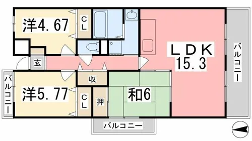 テルツォ南新在家【504号室】の間取り