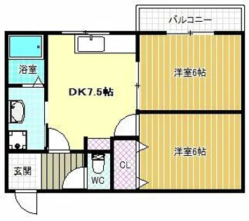 奥野ハイツ【3階】の間取り