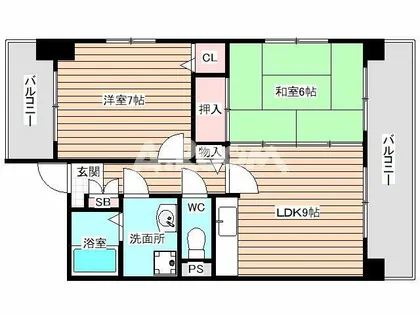 2LDKの間取り画像