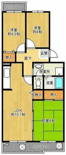 鹿の子台北ハイツ【11-103号室】の間取り
