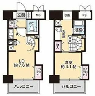 エステムコート心斎橋アルテール【304号室】の間取り