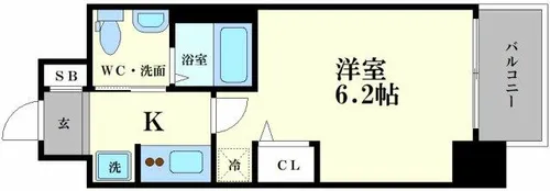 エステムコート難波IVアトリ【707号室】の間取り