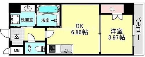 クローバー・レジデンス弁天町【5階】の間取り