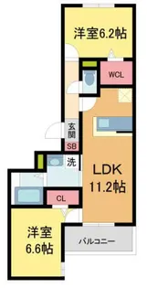 CHERRY BLOSSOM西北【3階】の間取り