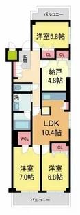 親王塚マンション【3号室】の間取り