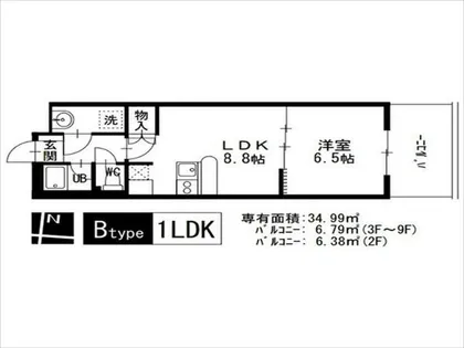 サン・ミズホビル【9階】の間取り