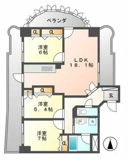 ハートヒルズ久屋大通【6階】の間取り