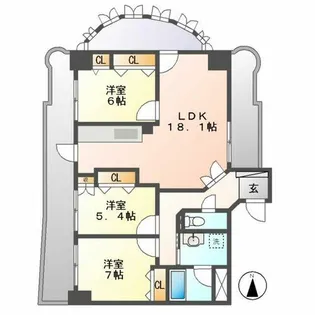 ハートヒルズ久屋大通【6階】の間取り