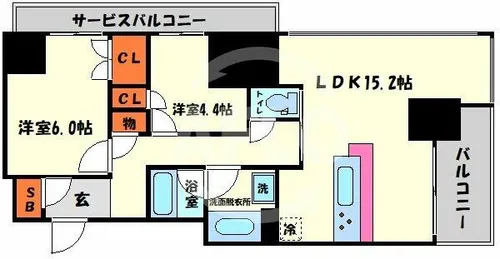ローレルタワー御堂筋本町【2階】の間取り