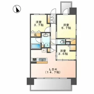 プレサンス ロジェ 名古屋浅間町ザ・レジデンス【1406号室】の間取り