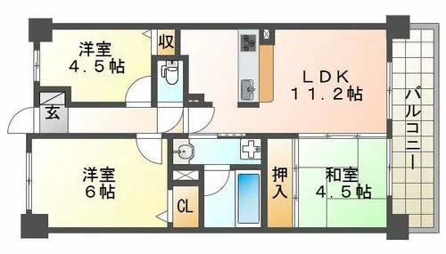 プレステージ明石魚住アルカンシェル【4階】の間取り