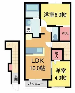 フェリス南花屋敷【201号室】の間取り