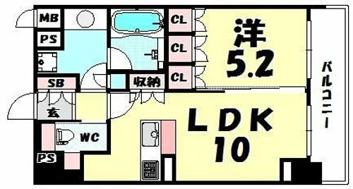 リーガル北心斎橋Ⅱ【4階】の間取り