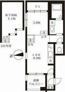ハーモニーテラス愛知町Ⅱ【1階】の間取り