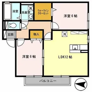 2LDKの間取り画像