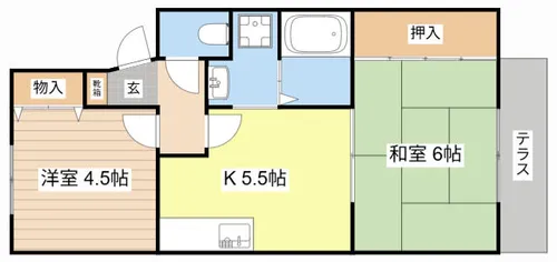 メゾンエイコー南川瀬Ⅱ【102号室】の間取り
