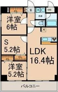 カーサビアンカ黒川【8階】の間取り