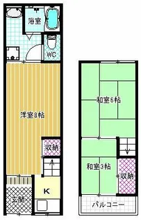 大阪府松原市阿保4丁目【テラスハウス】の間取り