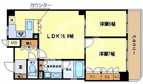 リーガル江戸堀【9階】の間取り
