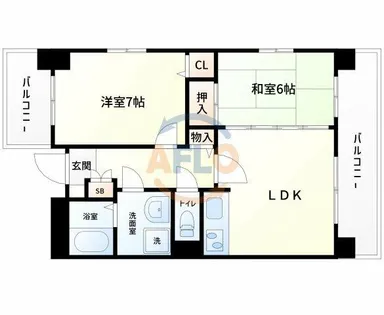 2LDKの間取り画像