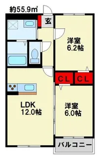 メリーパル小倉東【102号室】の間取り