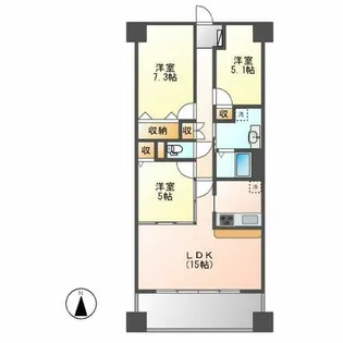 ソーラスフロント富船【6階】の間取り