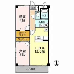 2LDKの間取り画像