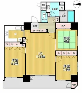 大阪府大阪市中央区南久宝寺町4丁目【マンション】の間取り