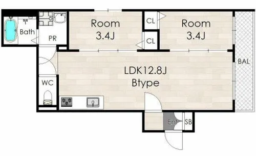 大阪府大阪市城東区東中浜9丁目【マンション】の間取り