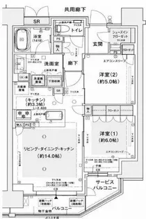 リバーガーデン四天王寺【18階】の間取り
