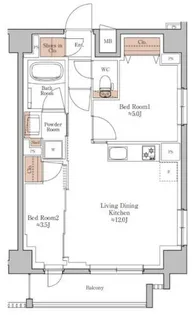 ジオエント四条大宮【6階】の間取り