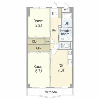 ラシュレ・ウエスト六甲【3階】の間取り