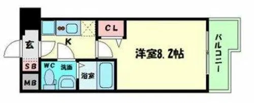 レジュールアッシュ難波MINAMIⅢ【2階】の間取り