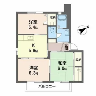 バリュージュ今在家D【D202号室】の間取り