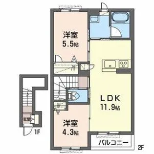 カーサグラス オエステ【2階】の間取り