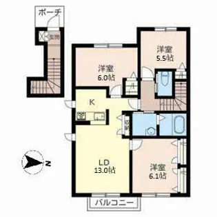 シャーメゾン仁豊野Ⅱ【0203号室】の間取り