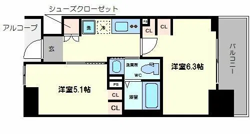 エステムプラザ難波EASTⅡブレスト【4階】の間取り