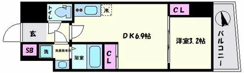 セレニテ難波プリエ【4階】の間取り