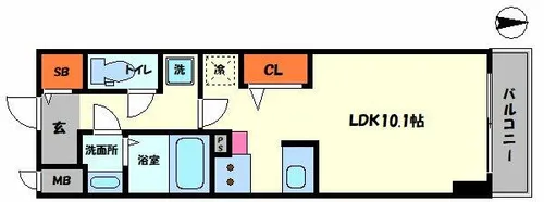MELDIA CREST TAPP NAMBA-WEST【11階】の間取り