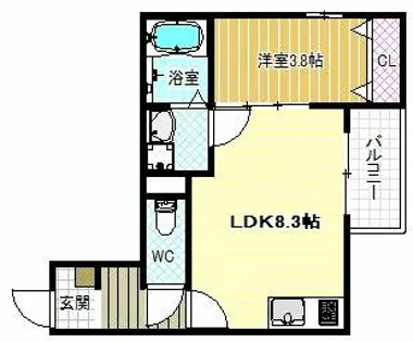 ALEGRIA道明寺【1階】の間取り