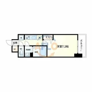 プレサンス大国町ラヴェニール【15階】の間取り
