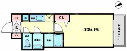 プレサンス難波インフィニティ【708号室】の間取り