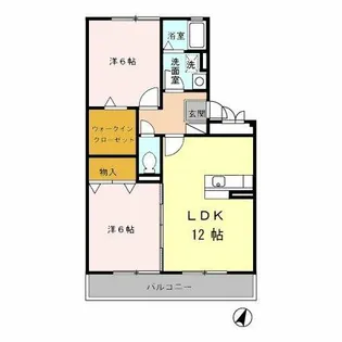 リヴィエール【206号室】の間取り